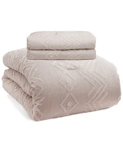 Unikome Textured Clipped Jacquard Comforter Set In Pink