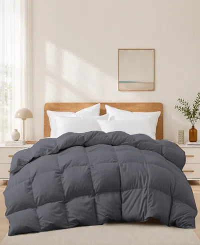 Unikome Ultra Soft Goose Down And Feather Fiber Comforter, Full/queen In Gray
