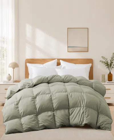 Unikome Ultra Soft Goose Down And Feather Fiber Comforter, Twin In Green