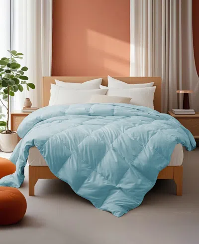 Unikome Ultra Soft Goose Down Fiber Comforter, Full/queen In Blue