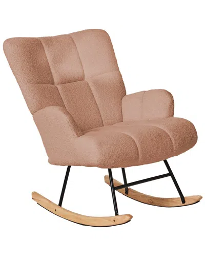 Unikome Upholstered Teddy Velvet Rocking Accent Chair With High Back