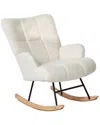 Unikome Upholstered Teddy Velvet Rocking Accent Chair With High Back