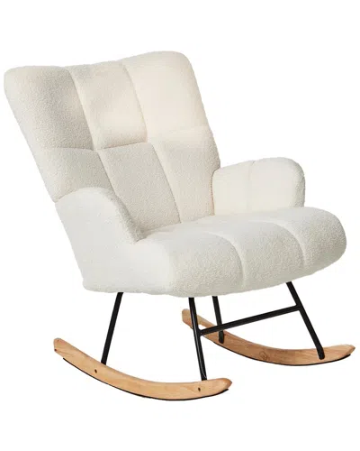 UNIKOME UNIKOME UPHOLSTERED TEDDY VELVET ROCKING ACCENT CHAIR WITH HIGH BACK