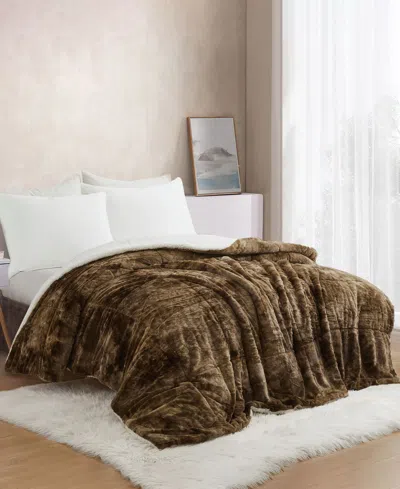 Unikome Velvet Sherpa Reversible Comforter, Queen In Brown
