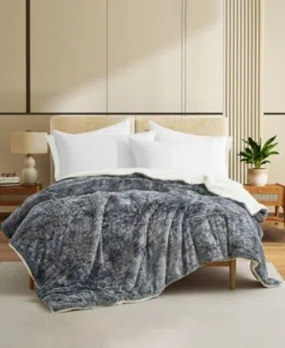 Unikome Velvet Sherpa Reversible Comforters In Gray