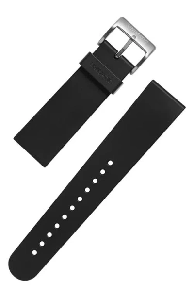 Unimatic 22mm Faux Leather Watchband In Black