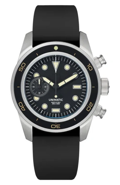 Unimatic Diving Heritage Chronograph Diving Watch, 41.5mm In Black