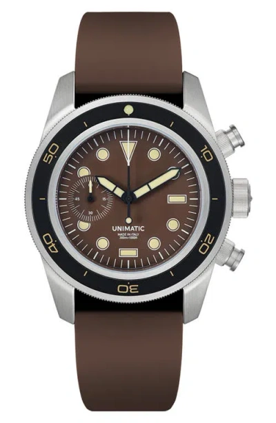 Unimatic Diving Heritage Chronograph Diving Watch, 41.5mm In Brown