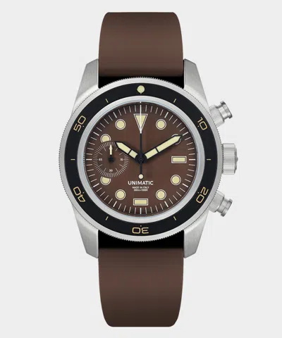 Unimatic U3-dhbr Heritage Chronograph Diver Watch In Brown