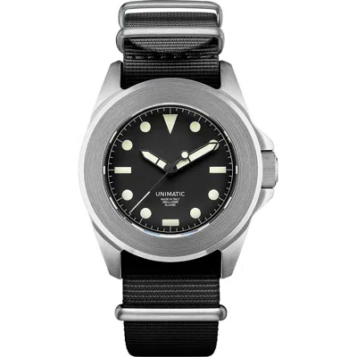 Unimatic U4 Classic Nato Strap Watch, 40mm In Black Steel