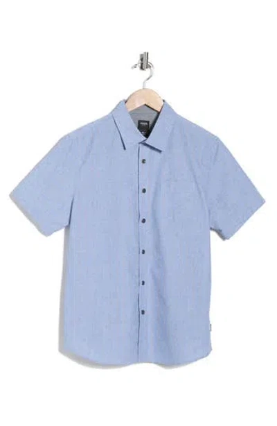 Union Augustine Short Sleeve Chambray Button-up Shirt In Blue