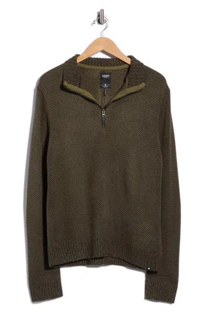 Union Bird's Eye Quarter Zip Sweater In Dark Spruce