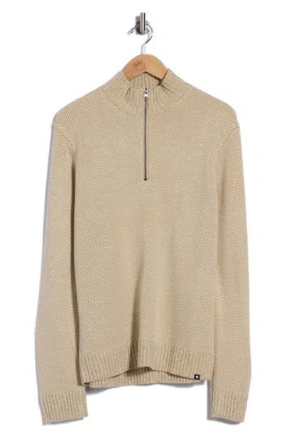 Union Bird's Eye Quarter Zip Sweater In Neutral
