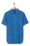 Union Clearwater Short Sleeve Stretch Cotton Button-up Shirt In Sub-zero