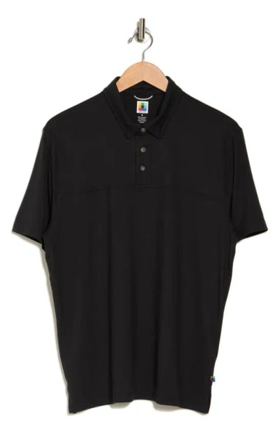 Union Denim Sanded Jersey Polo In Black