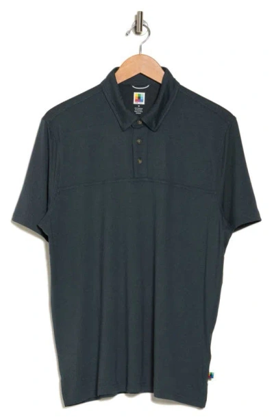 Union Denim Sanded Jersey Polo In Blue