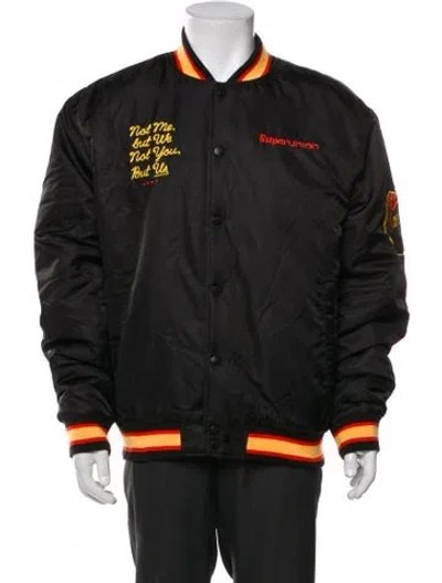 Pre-owned Union Los Angeles Graphic Print Bomber Jacket In Black