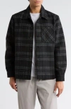Union Plaid Flannel Shirt Jacket In Black
