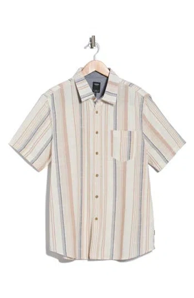 Union Rio Stripe Short Sleeve Button-up Shirt In Brown