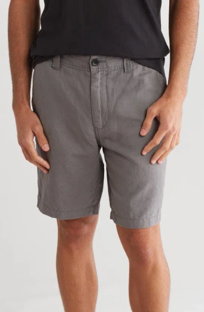 Union Sahara Linen & Cotton Chino Shorts In Gray