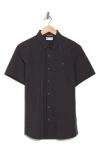 Union Seersucker Short Sleeve Button-down Shirt In Brown