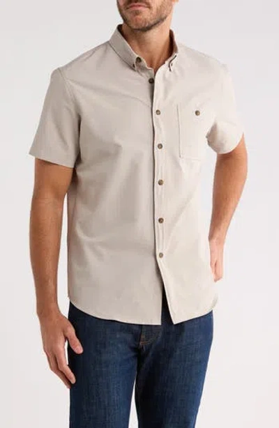 Union Seersucker Short Sleeve Button-down Shirt In Brown