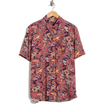 Union Venice Relaxed Fit Short Sleeve Button-up Shirt In Brown