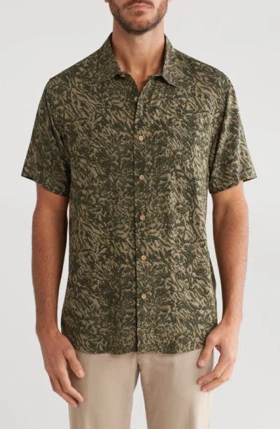 Union Venice Short Sleeve Print Relaxed Fit Shirt In Canteen