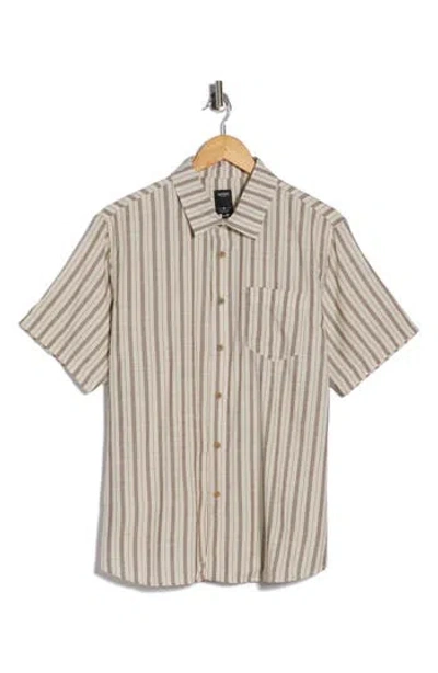 Union Venice Yarn Dyed Slub Short Sleeve Button-up Shirt In Gray