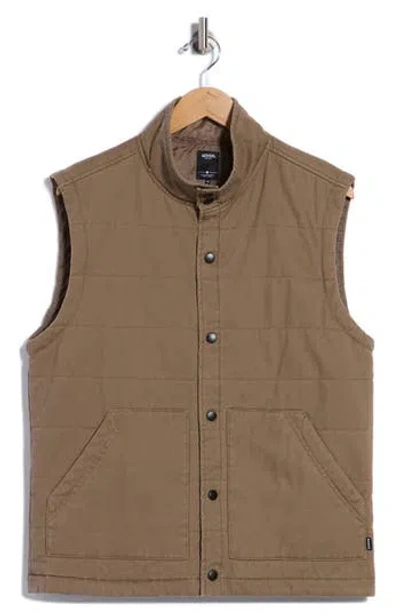 Union Wade Quilted Twill Vest In Brown