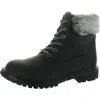Unionbay Mason Womens Faux Fur Leather Combat & Lace-up Boots In Black