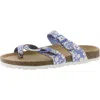 Unionbay Melody Womens Floral Print Man Made Slide Sandals In Blue