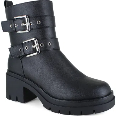 Unionbay Stacy Faux Leather Combat Boot In Black