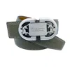 Uniqcorn Exceptionnel Women's Green Reversible Leather Belt Heritage Tan With Silver Buckle