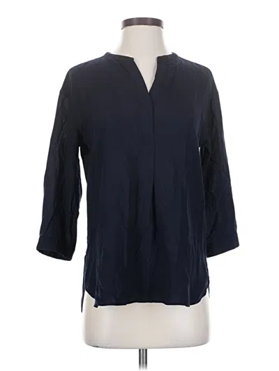 Pre-owned Uniqlo 3/4 Sleeve Blouse In Blue