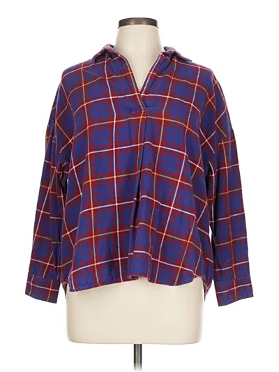 Pre-owned Uniqlo 3/4 Sleeve Blouse In Blue