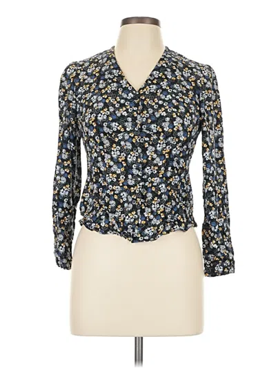 Pre-owned Uniqlo 3/4 Sleeve Blouse In Blue