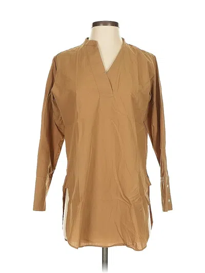 Pre-owned Uniqlo 3/4 Sleeve Blouse In Brown