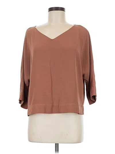 Pre-owned Uniqlo 3/4 Sleeve Blouse In Brown