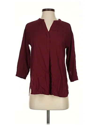 Pre-owned Uniqlo 3/4 Sleeve Blouse In Burgundy