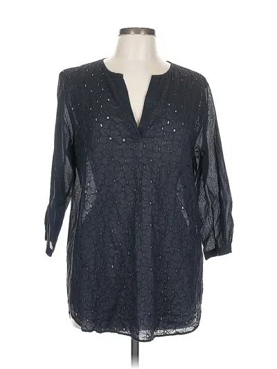 Pre-owned Uniqlo 3/4 Sleeve Blouse In Gray