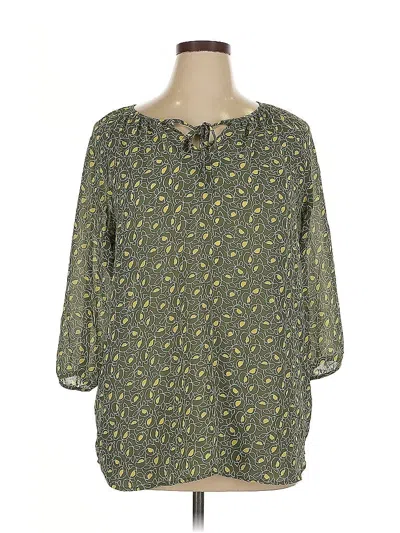 Pre-owned Uniqlo 3/4 Sleeve Blouse In Green
