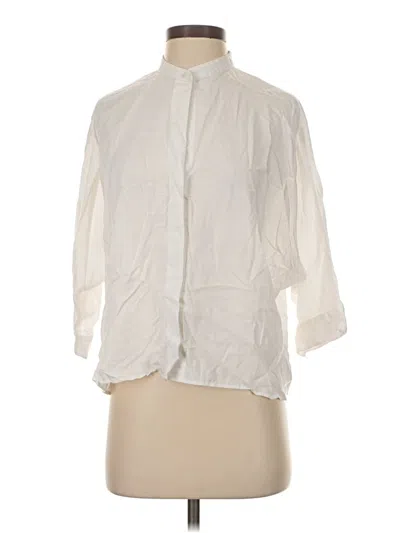Pre-owned Uniqlo 3/4 Sleeve Blouse In Ivory