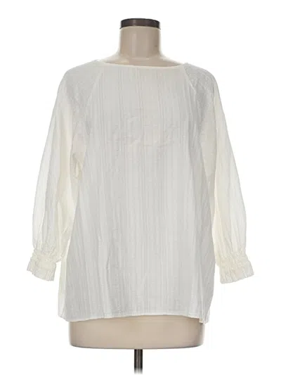 Pre-owned Uniqlo 3/4 Sleeve Blouse In Ivory