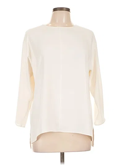 Pre-owned Uniqlo 3/4 Sleeve Blouse In Ivory