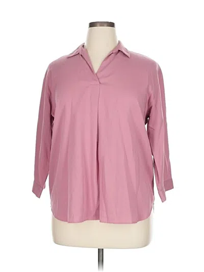 Pre-owned Uniqlo 3/4 Sleeve Blouse In Pink