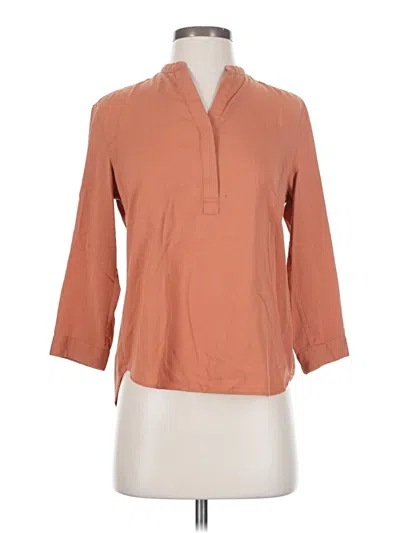 Pre-owned Uniqlo 3/4 Sleeve Blouse In Tan