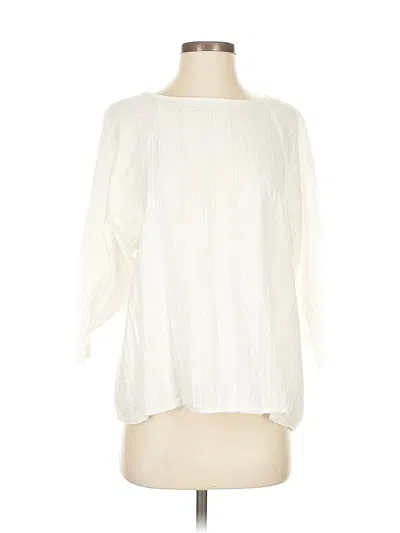 Pre-owned Uniqlo 3/4 Sleeve Blouse In White
