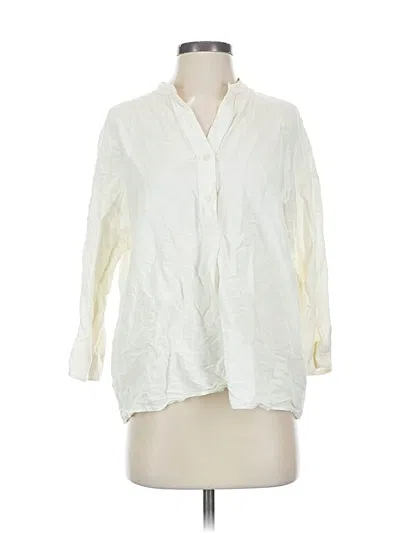 Pre-owned Uniqlo 3/4 Sleeve Blouse In White