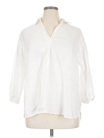Pre-owned Uniqlo 3/4 Sleeve Blouse In White